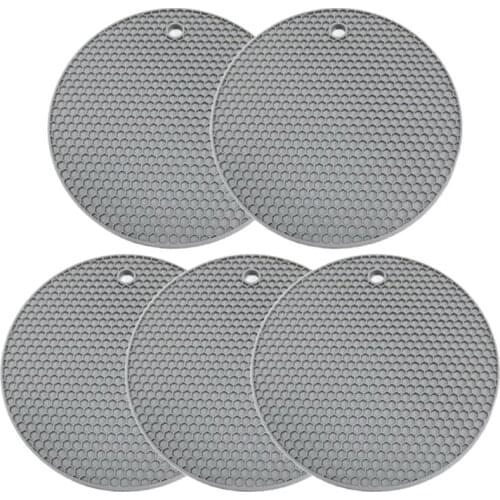 Round Silicone Trivet Mats,5 Pack Pot Holders,Dish Drying Mat Non-Slip & Heat Resistant Kitchen Hot Pads for Countertops