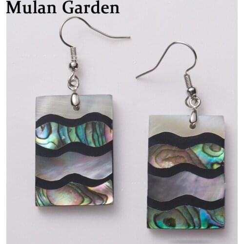 M&G Creative Fashion Rectangle Splice Nature Shell Earrings for Women Statement Elegant Dangle Earring Shell Jewelry Accessories