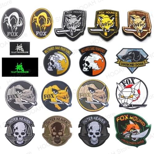 Metal Gear Solid MGS 5 Diamond Dog Army Special Force Group Ghost Embroidered OUTER HEAVEN Patch Stripes sticker FOX HOUND patch
