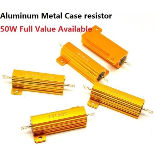 2PCS RX24-50W-15RJ 20RJ 25RJ 30RJ 50RJ 5% Aluminum Metal Case resistor 15R 20R 25R 30R 50R Wirewound High Power metal shell