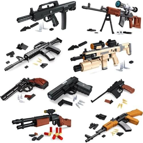 Military Accessories Gun Build Kits Desert Eagle Pistol Model Building Blocks Army Weapon Bricks Set Toys for Children Gifts