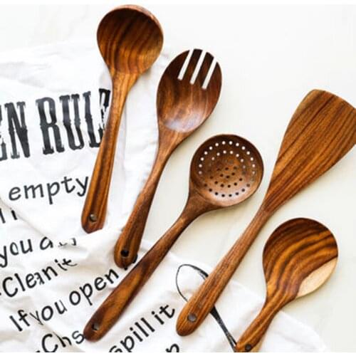 Natural Wood Dinner Food Shovel Spatula Spoon Food Shovel Cooking Utensil Nonstick Cooking Kitchen Supplies