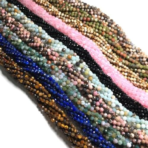 Natural Stone Section Beads Lapis Lazuli Unakite Small Round Section Stone Loose Bead for Jewelry Making DIY Bracelet Necklace