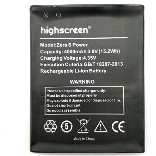 New High Quality 4000mAh battery Replacement For Highscreen Zera S Power phone + Tracking number