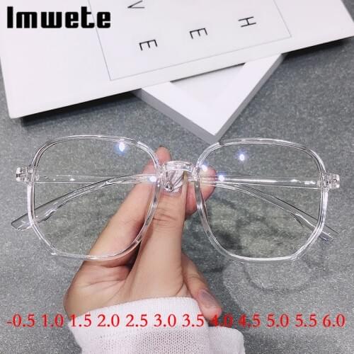 0 -0.5 1.0 2.0 3.0 4.0 5.0 Imwete Oversized Finished Myopia Glasses Men Women Anti Blue Light Blocking Eyeglasses Transparent