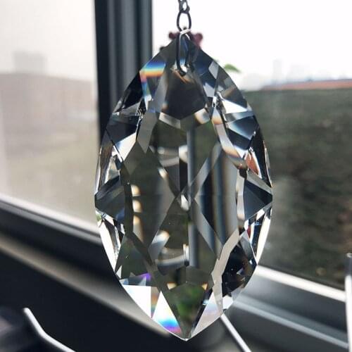 75mm Oval Transparent Crystal Chandelier Accessory Sun Catcher Capture Rainbow Prism Chandelier DIY Curtain Jewelry Accessory