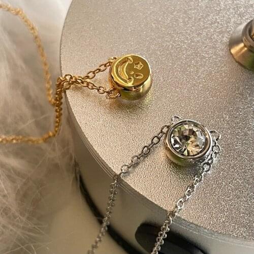 Gold and silver color inlaid zircon necklace fashion simple Korean fashion atmosphere clavicle chain