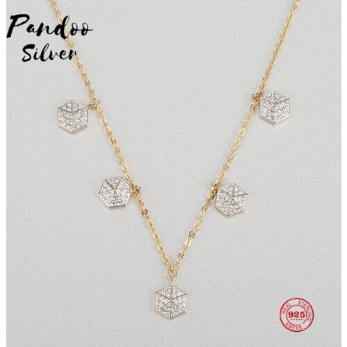 PANDOO Fashion Charm Pure 925 Silver Original 1:1 Copy, Fashion Design Adjustable Long Necklace Female Luxury Jewelry Gifts