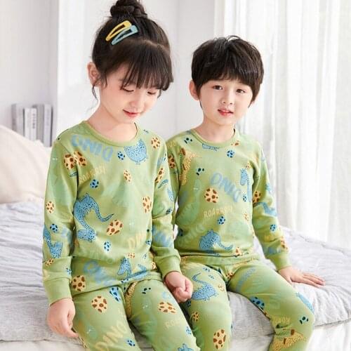 TUONXYE Boys Girls Pajamas Set Children Striped Dinosaurs Cotton Kids Long Sleeves Pijama Baby Sleepwear Clothing Nightwear