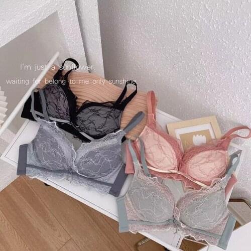 Full Lace Underwear Set Women Sexy Beauty Back Without Underwire Seamless Push Up Thicken Bras And Panties Ladies Lingerie Set
