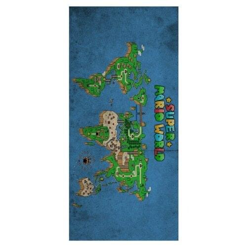 Custom Classic Game Boy&Super Mario Map Background Printed Soft Bamboo Fiber Towels/Drying Bath Drying Washcloth_Size:35CMX70CM