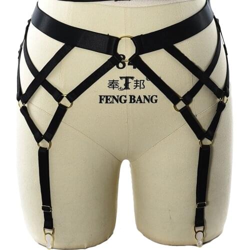 BODY HARNESS Leg Garter Belt Black Pastel Goth Stockings Cinta Liga Sexy Body Cage Bondage Women Wedding Garter Body Harness