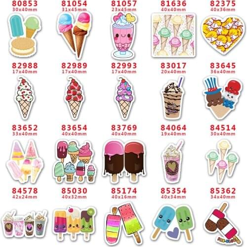 DIY Craft Supplies Sewing Accessories Cartoon Ice Cream Printed Planar Resins Mold 30 Pieces. PR-80853