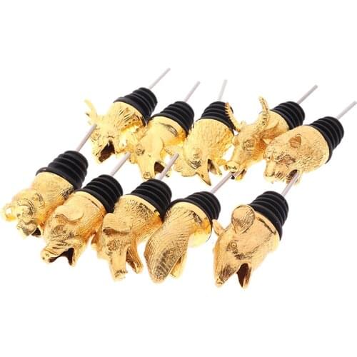 1Pc Zinc Alloy Animals Head Wine Pourer Wine Bottle Stoppers Wine Aerators Gift Home Wine Stopper