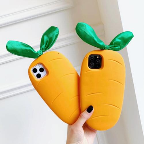 Cute 3D Radish Phone Case For iphone 11Pro MAX SE Xs Max Xr 6 7 8 Plus Full Protection Cartoon Shape Soft Silicone Mobile Cover