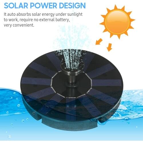 Solar Fountain Pump Solar Powered Water Pump Floating Fountain with 4 Nozzles for Bird Bath Fish Tank Pond Garden Decoration