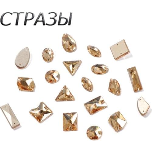 Mixed Shapes Sew on Stones 001GSHA Crystal Golden Shadow Rhinestones Sew on buttons DIY garment Craft Dress Rivoli Drop Strass