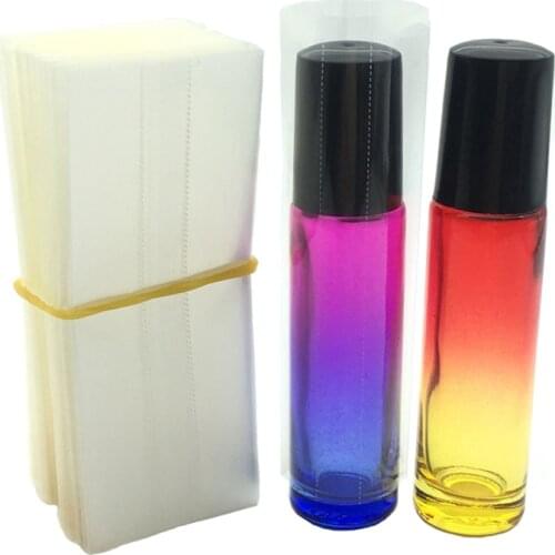500Pcs Clear PVC Heat Shrink Wrap Film for 10ml Roller Bottle Essential Oils Roll Bottles PVC Shrink Tube