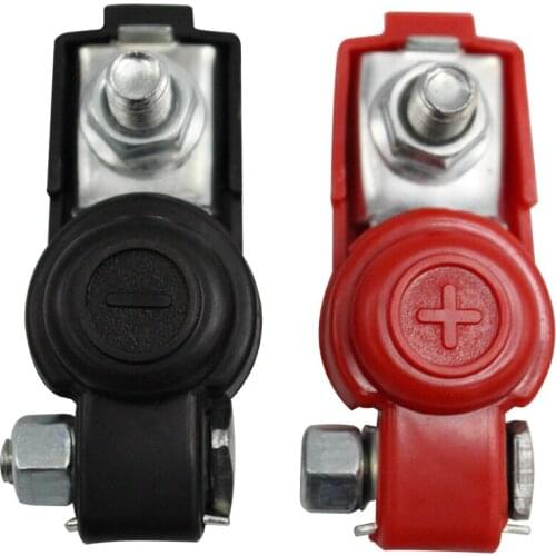 2 Pcs Universal Car Battery Terminal Clamp Insulation And Dustproof Battery Terminal With Red Cover And With Black Connector