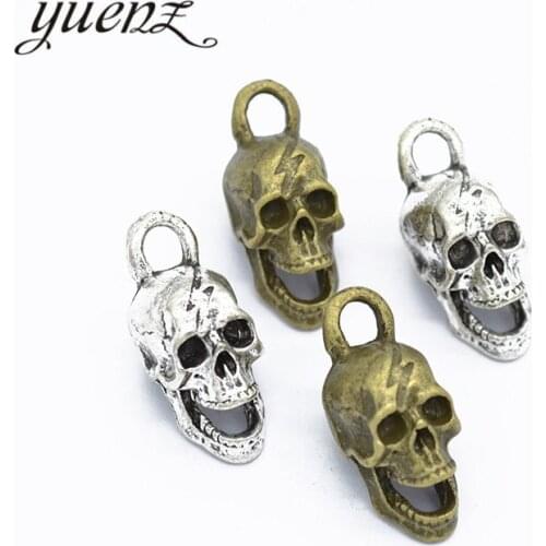 YuenZ 3pcs Hot Sell Antique Silver Plated skull Charm Pendants for Jewelry Accessories Making 29*12mm F22
