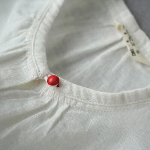 Literature and art womens clothing summer linen simple and versatile full open button seven point sleeve shirt 0828-2
