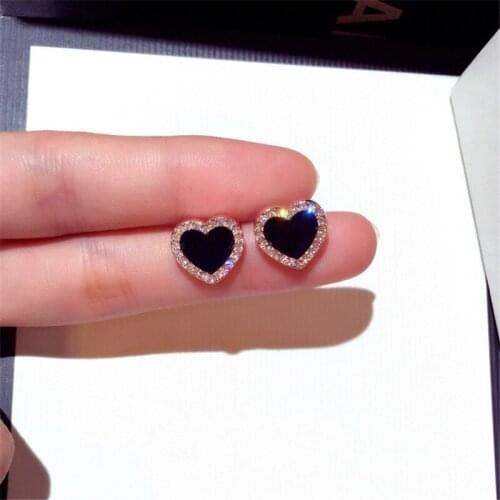Lovers Heart shape Earrring AAAAA Cz Real 925 sterling silver Statement Wedding Stud Earrings for women Bridal Party Jewelry