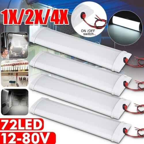 1/2/4/8/10PCS 12-80V 72LED 6500K White Beam Car Interior Reading Strip Light Bar Lamp Car Reading Light Home Cabinet Light