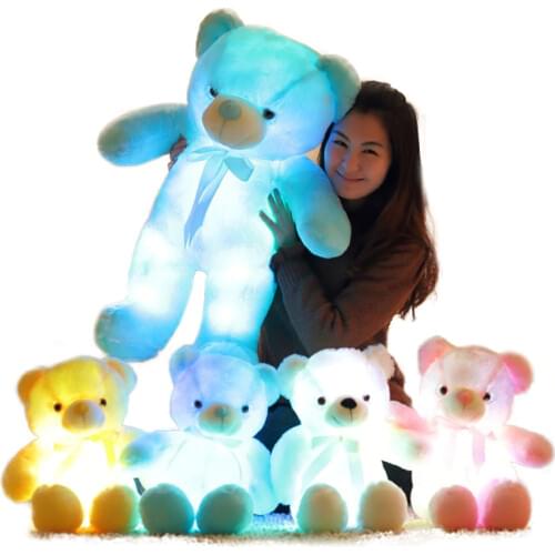 1pc Big Light Up LED Teddy Bear Plush Toy Colorful Stuffed Animals Glowing Luminous Bears Dolls Pillow Gifts for Kids Girls