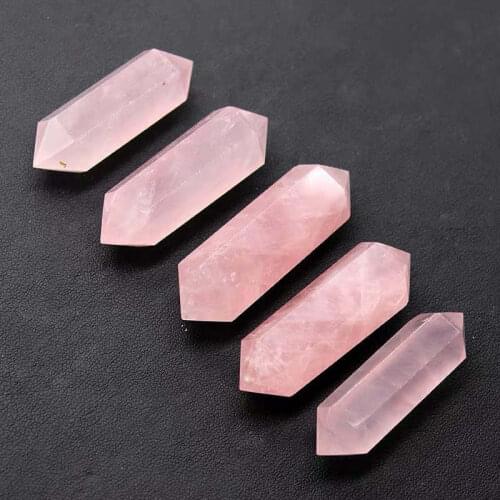 10pcs Natural Rose Crystal Double Arrow Point Obelisk Tower Pink Quartz Wand Specimen Healing Reiki