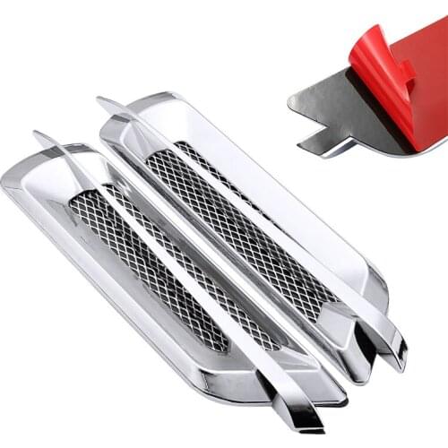 2pcs Car Auto Chrome Grid Air Flow Fender Electroplate Car Side Vent Fender Cover Decorative Sticker Car Body Decor Styling