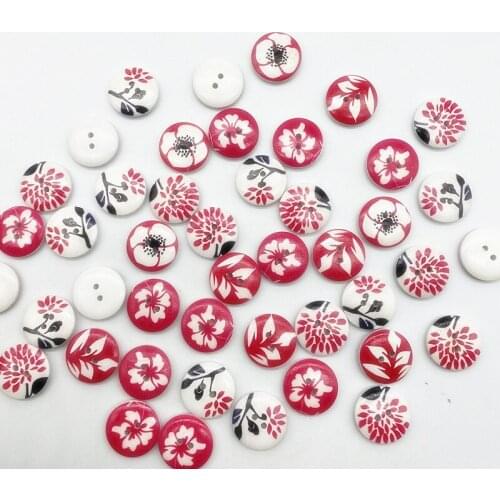 20pcs 20mm Red and Black Garden Garden Style Round Bread Buckle for Wedding Decoration Sewing Accessories