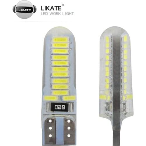 2x Car T10 W5W LED Interior Bulb Signal Light Auto Dome Reading License Plate Wedge Side Trunk Lamp Super Bright Blue 24SMD