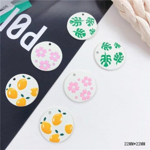 40pcs/lot 20mm flowers/leaves/fruit pattern Spray paint geometry rounds shape alloy floating locket charms diy jewelry accessory