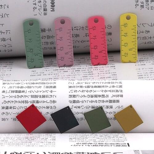 40pcs/lot Rubber paint geometry square/cartoon ruler shape alloy flaoting locket charms for jewelry earring/keychain accessory