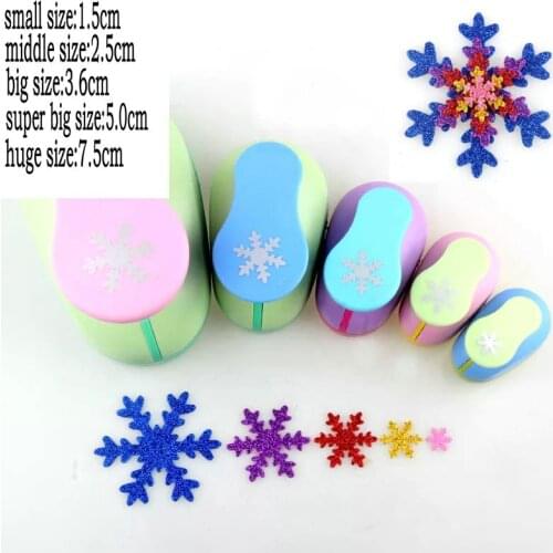 5pcs 3" 2" 1.5" 1" 5/8" snowflake shape craft punch set Paper Cutter Scrapbooking punchers snowflower Paper Puncher eva punches
