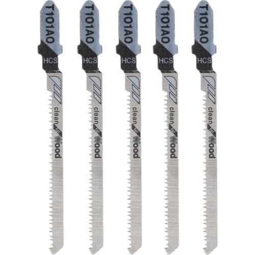 5 Pcs T101AO HCS T-Shank Jigsaw Blades Curve Cutting Tool Kits For Wood Plastic