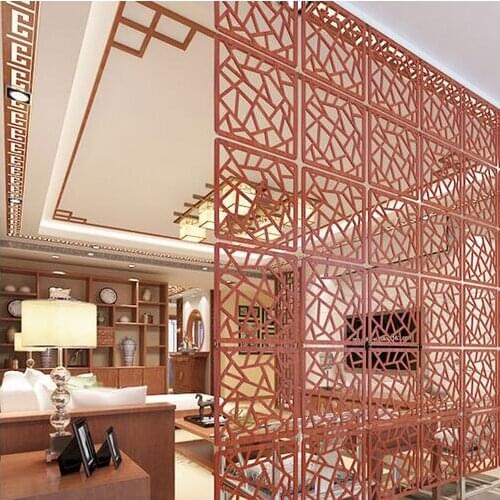 6pcs Chinese fashion minimalist entrance off screen curtain wall panels hanging hollow wood living room wall movement