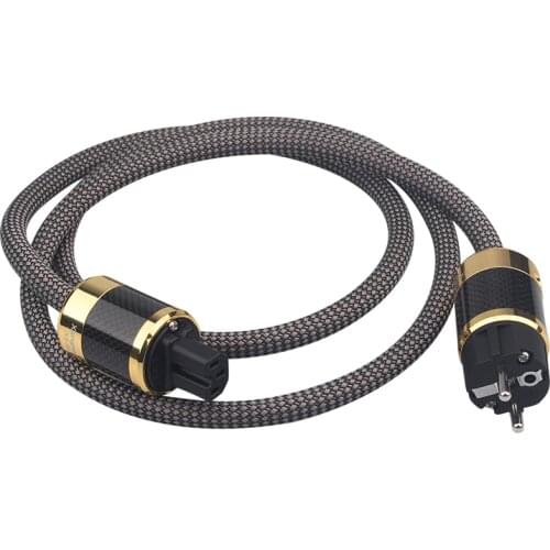 6N Pure Audiophile Silver Hifi Audio AC Power Cable With Fever EU / US Red Copper Rhodium Plated Plug