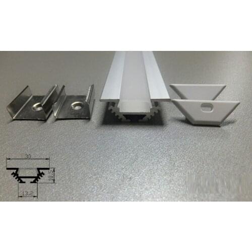 Anodized Aluminum Angled Corner Mount LED Profile Housing In LED Bar Lights Strips With Opal Cover Endcap and Mounting Brackets