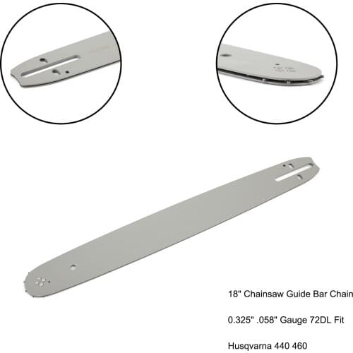 Areyourshop 18" Chainsaw Guide Bar Chain 0.325" .058" Gauge 72DL Fit Husqvarna 240 450 460 Fit Makita