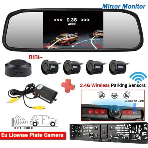 Koorinwoo Wireless EU Plate Intelligent System For Car Parking Sensors 4 Radar Detector Rear view camera Night Vision Parktronic