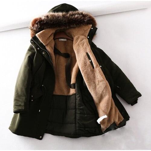 Winter Big Fur Collar Cotton Down Parka For Women Long Army Green Black Down Jacket Slim Plus Size Warm Coat Female