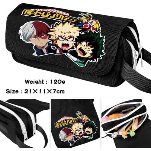My Hero Academia Cartoon Pencil Case Student Canvas Pen Bags Anime Cosmetic Case Makeup Bag