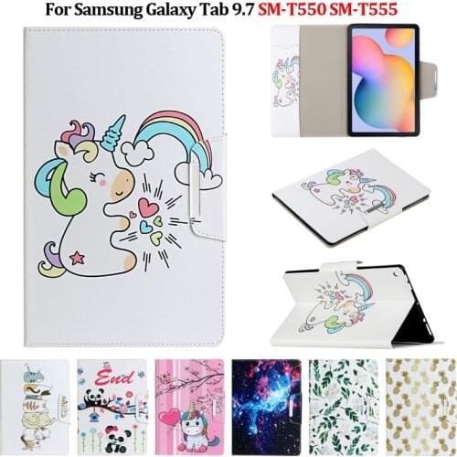 Kawaii Unicorn Cartoon Leather Tablet For Coque Samsung Galaxy Tab A 9.7 T550 T555 Case Cover For Galaxy Tab A 9.7 Case Funda