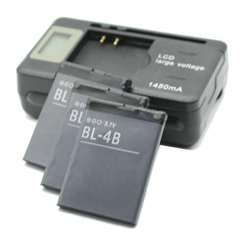 Ciszean 3x BL-4B Replacement Battery For Nokia 2505 3606 3608 2670 2660 2630 5000 6111 7070 700mAh Mobile Phone + LCD Charger