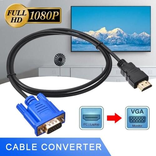For HDTV Projector 1pc 1m Male To Male Video Adapter 1080p Gold-plated HDMI-compatible To VGA Cable Data Cabo Mayitr