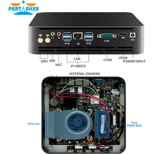 Partaker 8th Gen i3 i5 i7 DDR4 Gaming Mini PC Windows 10 Desktop Computer game pc linux intel Nettop barebone HTPC VGA HDMI WiF