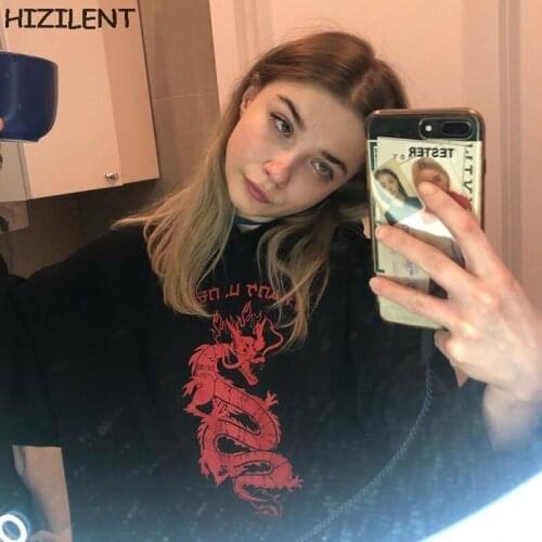 Sweatshirts Streetwear 2021 Y2K new Fashion Chinese dragon print vintage Indie Aesthetic 90s Long Sleeve Hoodies Graphic clothes