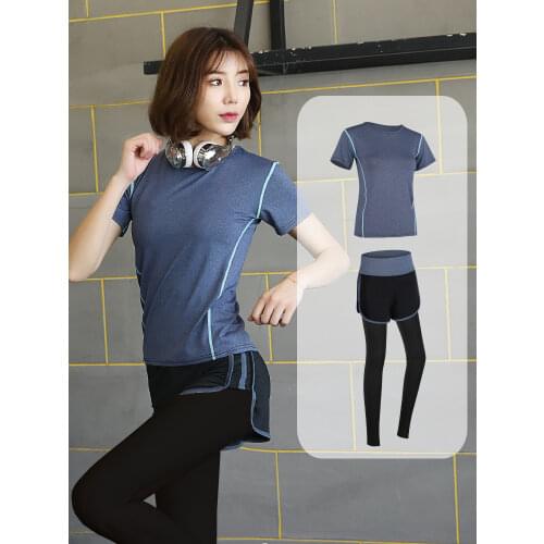 Yoga Clothing Suit Women Summer Slim Thick Short-Sleeved Shirt Running Sports Outdoor Fitness Wear Two-piece Female Wholesale