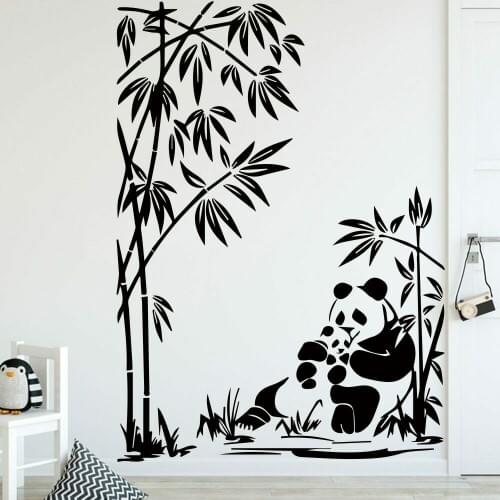 Cute Panda Pattern Wall Sticker for Kids Room Decoration Accessories Nature Plant Bamboo Vinyl Decal Home Decor Living Room Z776